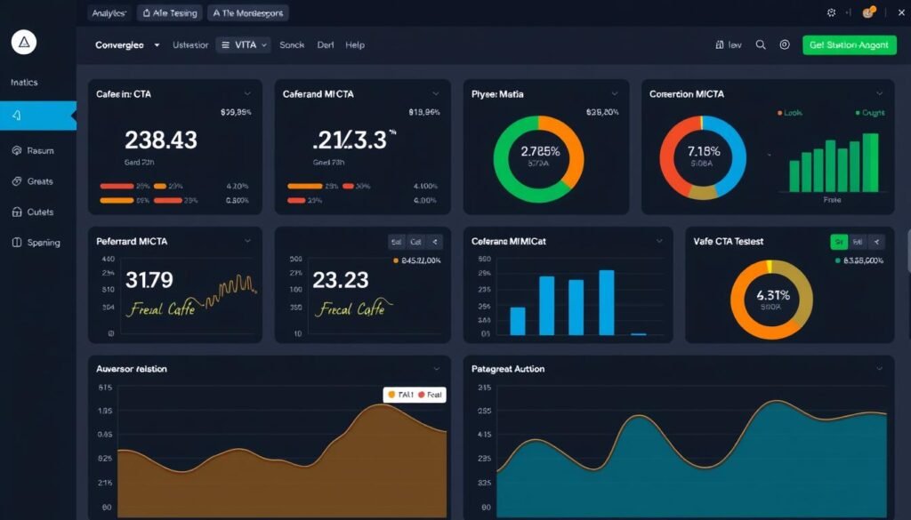 A/B testing dashboard showing different cafe CTA performance metrics A/B testing dashboard showing different cafe CTA performance metrics