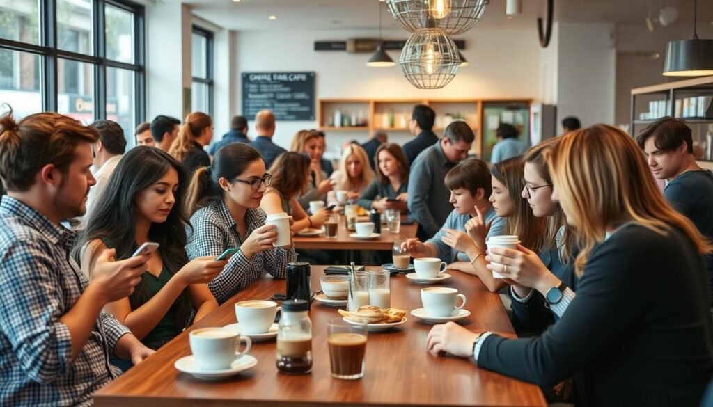 Busy cafe with customers who found it through effective CTAs Busy cafe with customers who found it through effective CTAs
