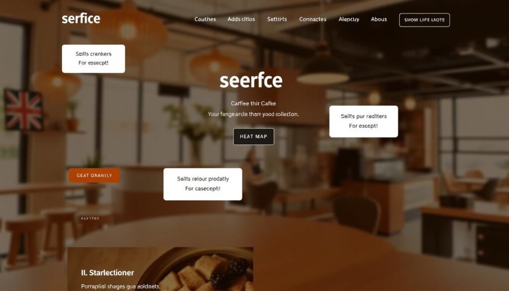 Cafe website showing strategic CTA placement throughout the page Cafe website showing strategic CTA placement throughout the page