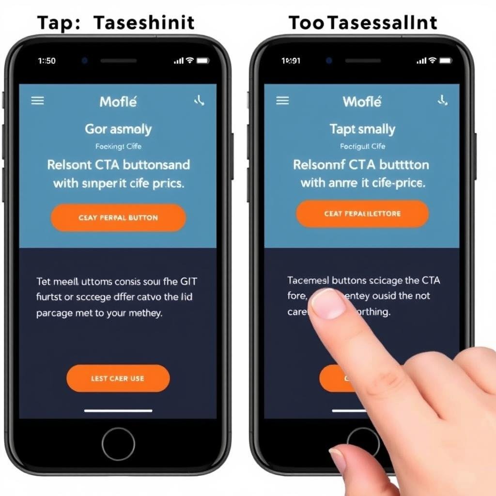 Comparison of tap-friendly vs too small CTA buttons on mobile Comparison of tap-friendly vs too small CTA buttons on mobile