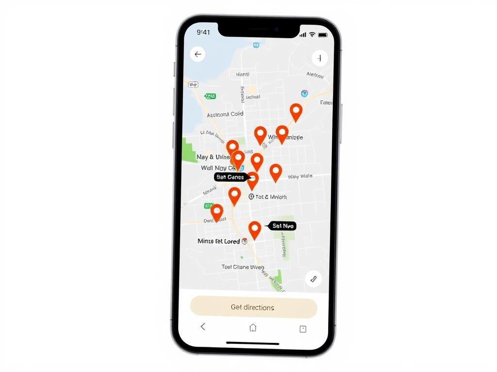 Map-based CTA showing cafe locations with directions button Map-based CTA showing cafe locations with directions button