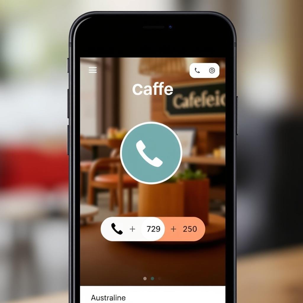 Mobile screen showing click-to-call button for a cafe Mobile screen showing click-to-call button for a cafe