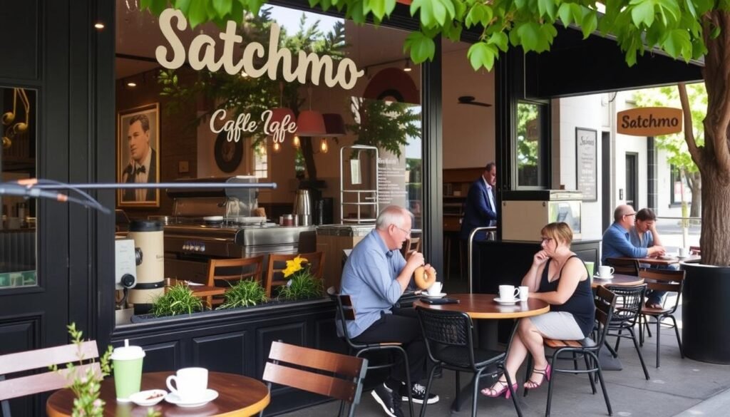 Outdoor seating at Satchmo Cafe in North Perth Outdoor seating at Satchmo Cafe in North Perth