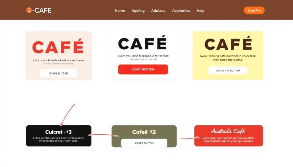 Various cafe CTA button designs showing effective visual elements Various cafe CTA button designs showing effective visual elements